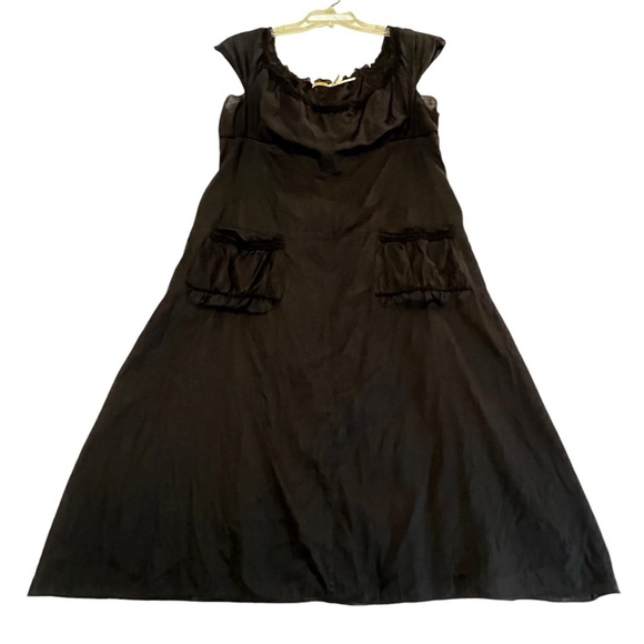 Max Studio Lagenlook Linen Dress with Pockets dark black slightly sheer Large - Picture 5 of 16